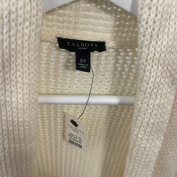 Cream Open-Front Knit Cardigan - Picture 2 of 4